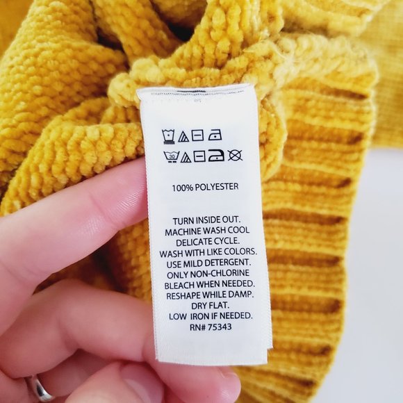 ANTHRO RUBY MOON Mustard Yellow Chenille Cropped Crossover V-Neck Trendy Sweater - Picture 6 of 9